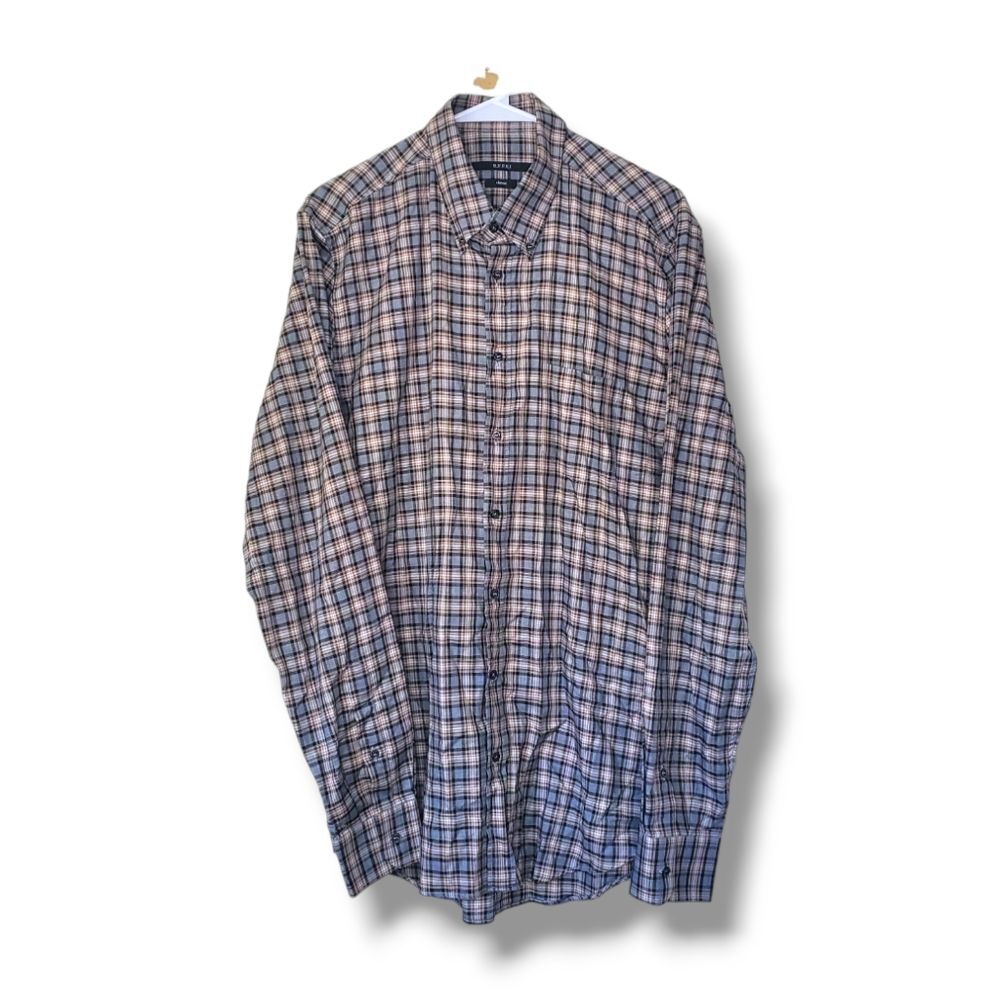 Vintage Gucci Classic Fit Plaid Tartan Print Button Down Collar Shirt Sz 16 41